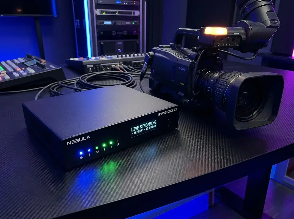 Inline IPTV streaming across a TV, laptop, and smartphone