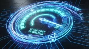 Ultra-fast internet speed meter showing optimal bandwidth for buffer-free IPTV streaming