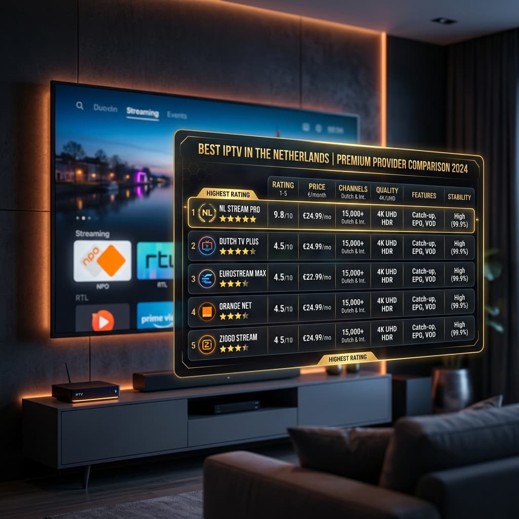 Inline IPTV streaming across a TV, laptop, and smartphone